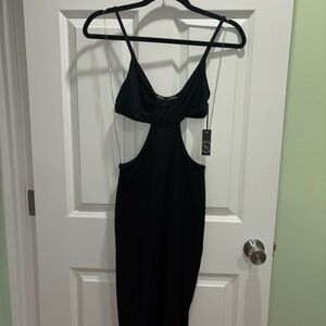 Elegant Black Cut-Out Dress